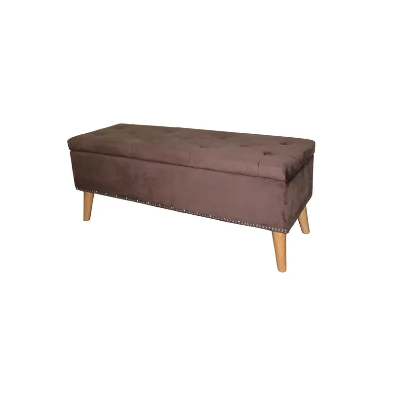 Cozy Brown Suede Storage Bench By Homeroots