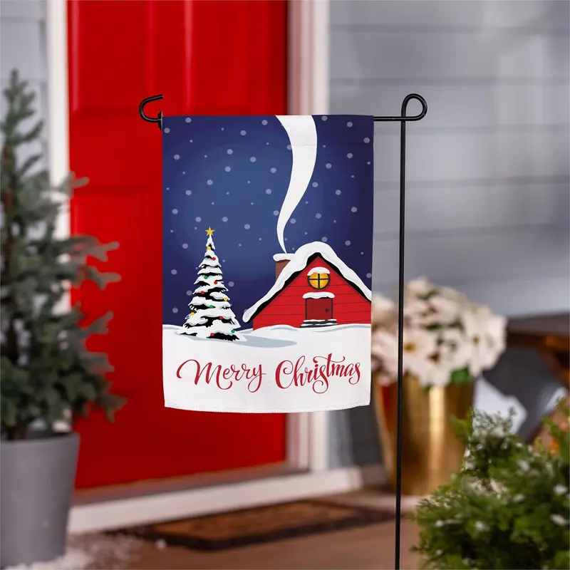 Cozy Christmas Night Suede Flag Garden