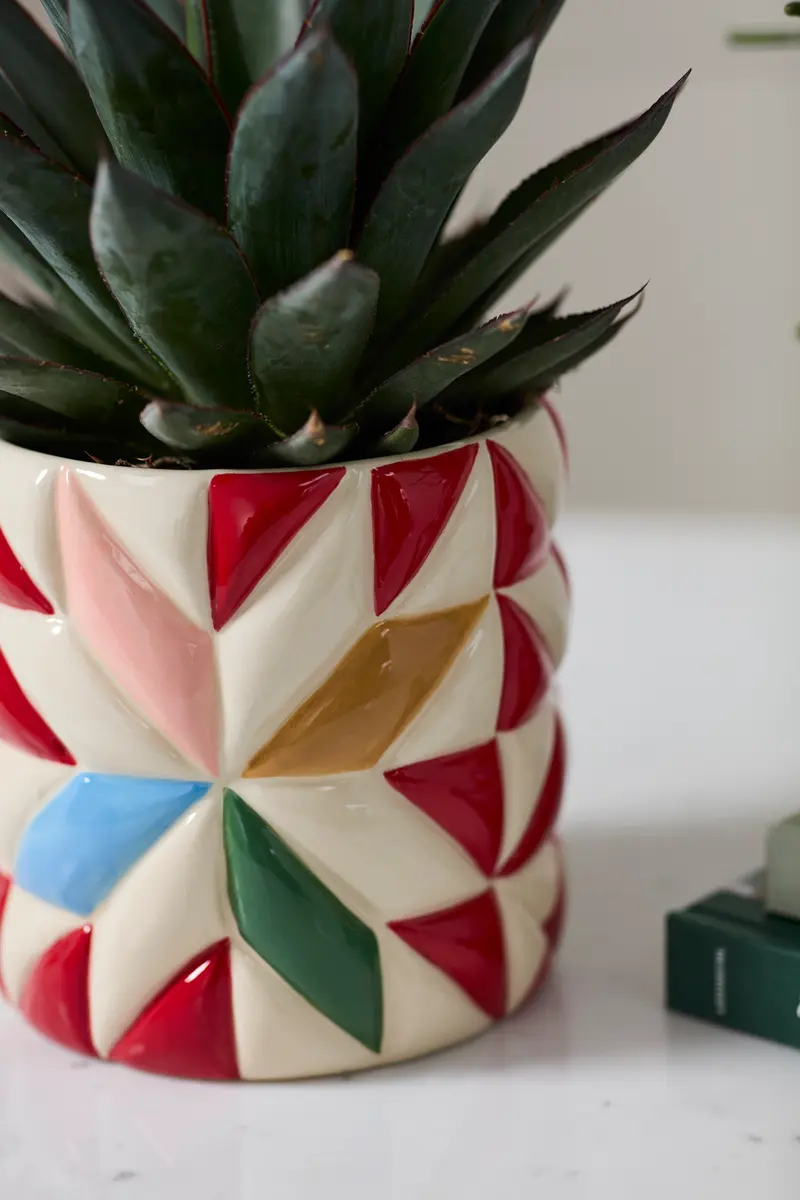 Cozy Quilt Pot Set of 4 By Accent Decor