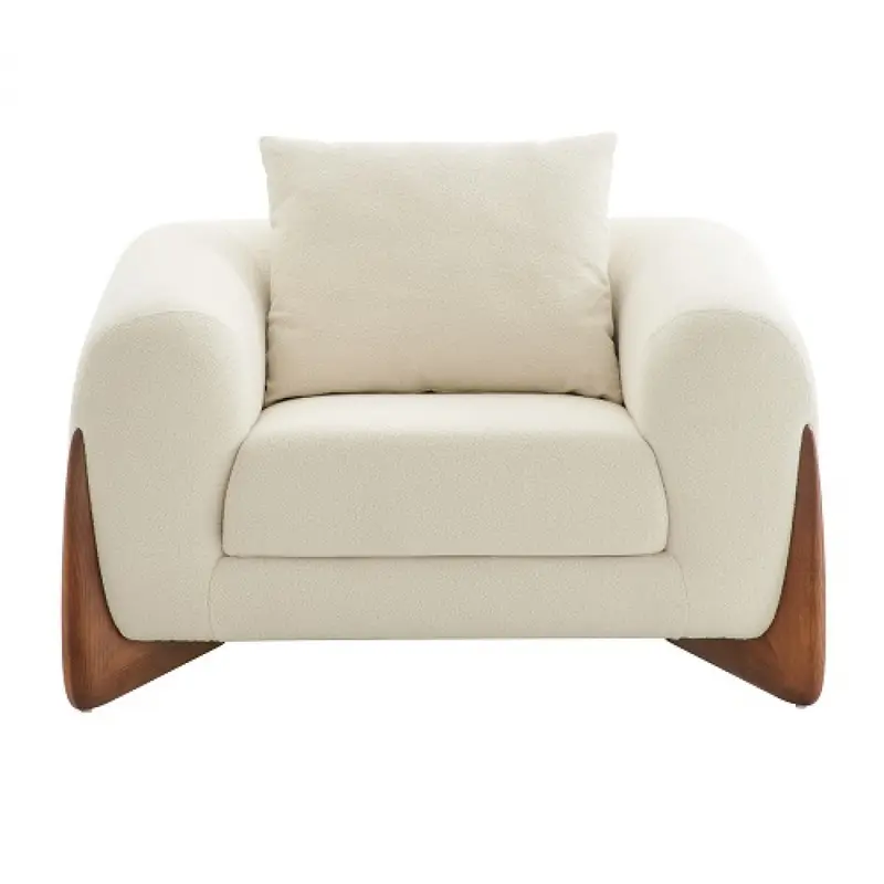 Cream And Brown Sherpa Arm Chair By Homeroots