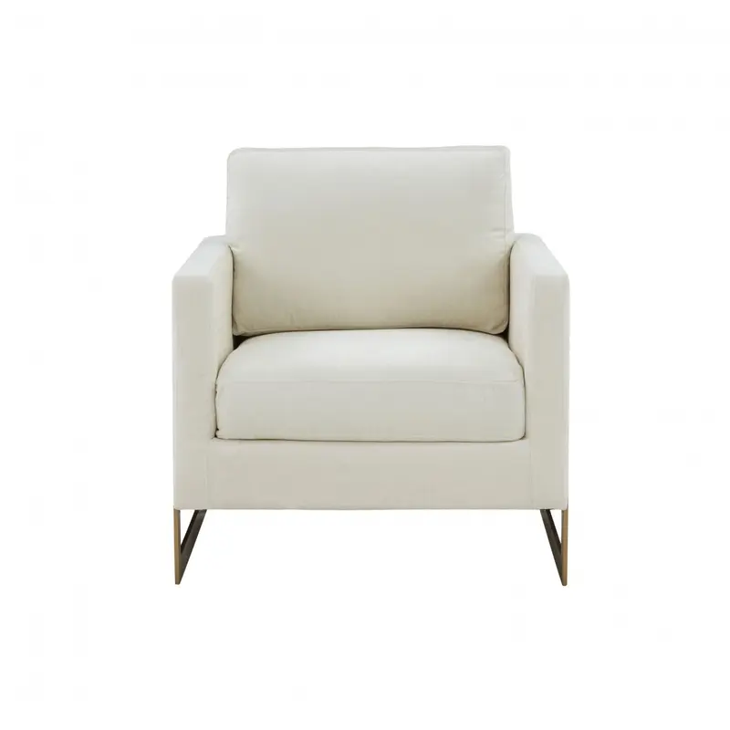 Cream And Gold Upholstered Arm Chair By Homeroots