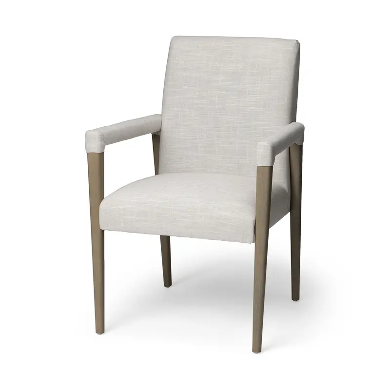 Cream Fabric Wrap With Brown Wood Frame Dining Chair By Homeroots