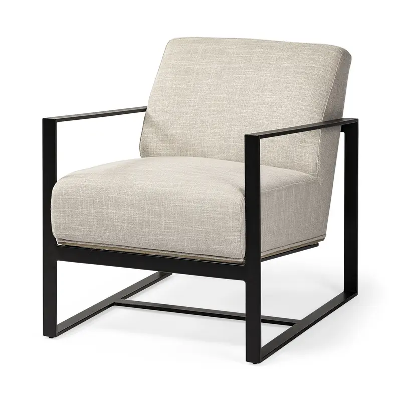 Cream Fabric Wrapped Accent Chair with Metal Frame By Homeroots