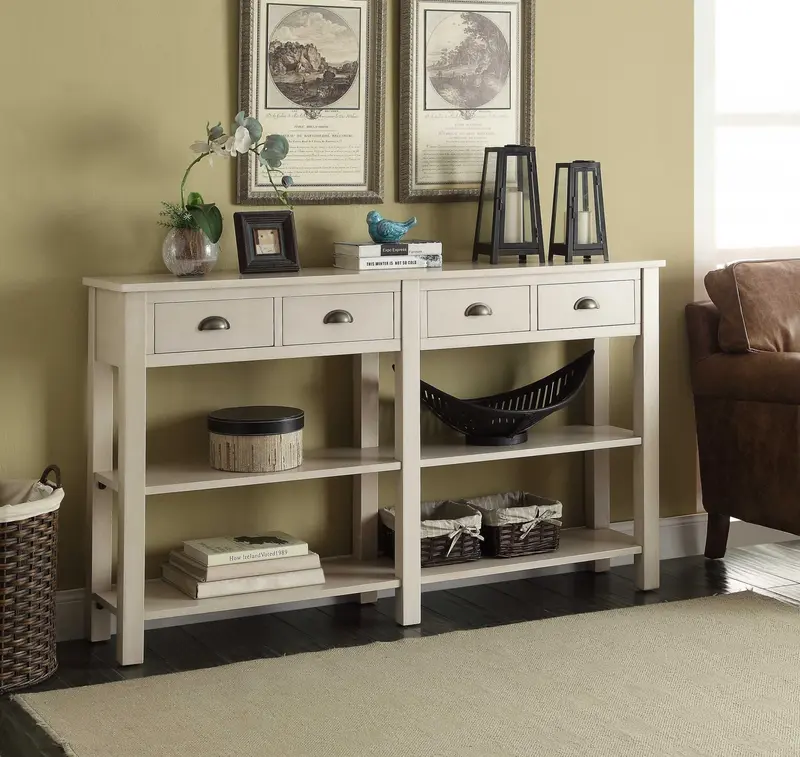 Cream Wooden Console Table By Homeroots - 286112