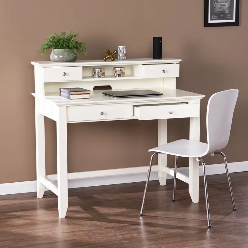 Creamy White Secretary Writing or Computer Desk By Homeroots