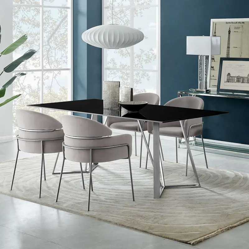 Cressida and Portia Gray Fabric 5 Piece Rectangular Dining Set By Armen Living