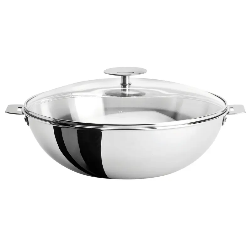 Cristel Casteline Detachable Handle 4-Quart Wok With Domed Glass Lid
