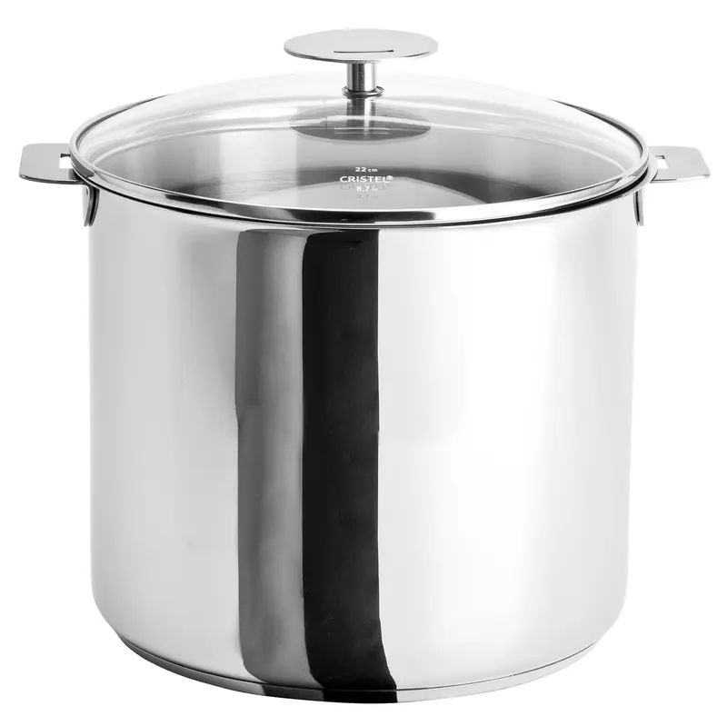Cristel Detachable Handle 10-Quart Stockpot With Domed Glass Lid