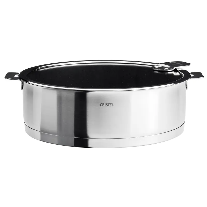 Cristel Strate Detachable Handle 3.5-Quart Saute Pan - Exceliss Non-Sctick Coating With Flat Glass Lid