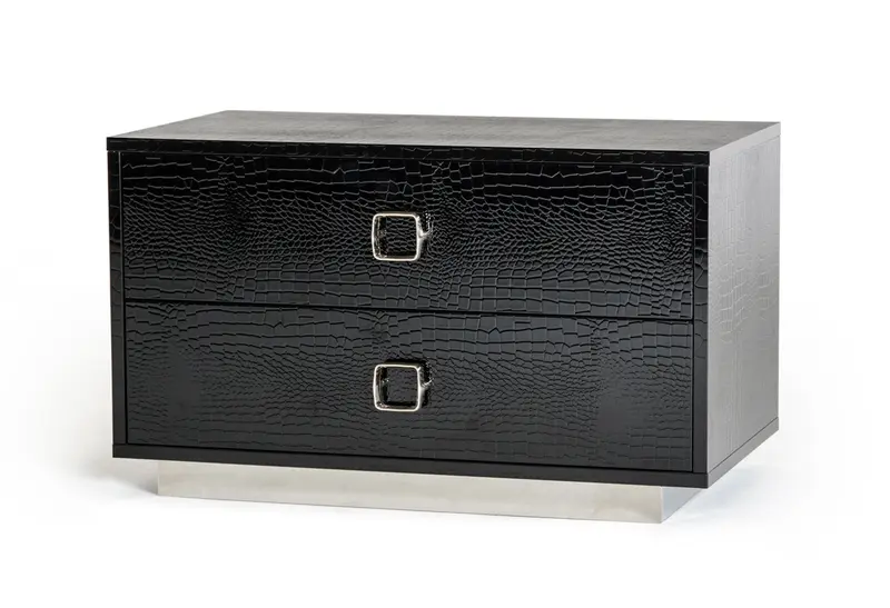 Croc Black Lacquer Faux Crocodile 2 Drawer Nightstand By Homeroots
