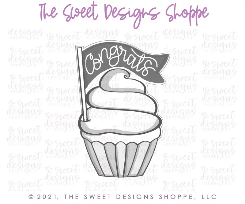Cupcake with Flag - Cookie Cutter