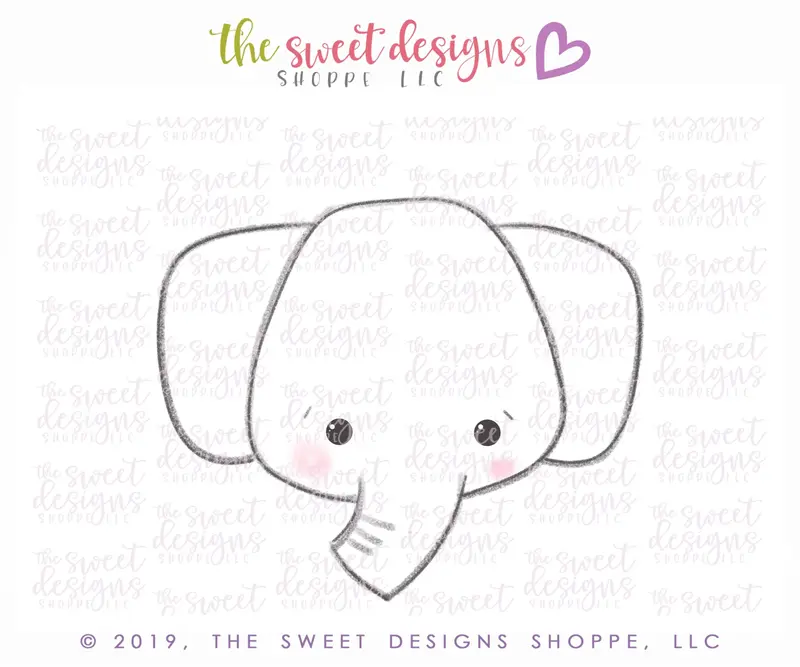 Cute Elephant Face v2- Cookie Cutter