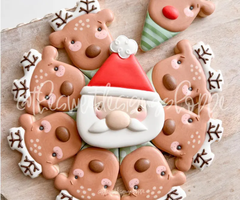 Cute Reindeer Slice with Santa Platter (8.5" diameter) Set (Set of 2) - Cookie Cutters