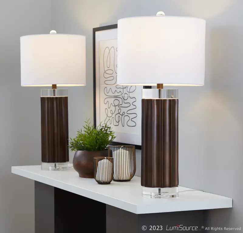 Cylinder Fluted 29.25" Polyresin Table Lamp - Set of 2 By LumiSource - GTP29-CYLFLT BNW2