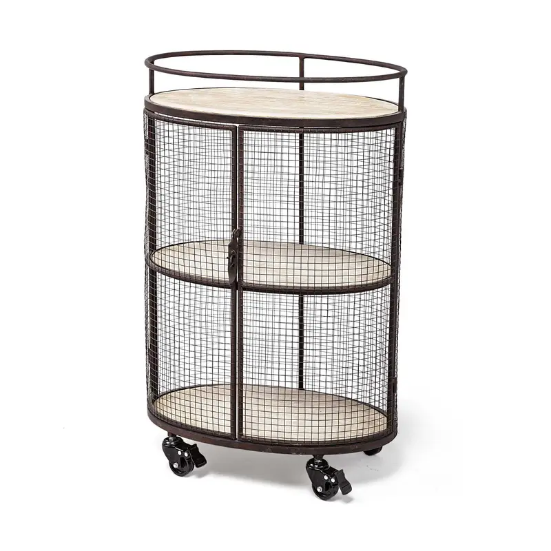 Cylindrical Matte Black Metal Bar Cart By Homeroots