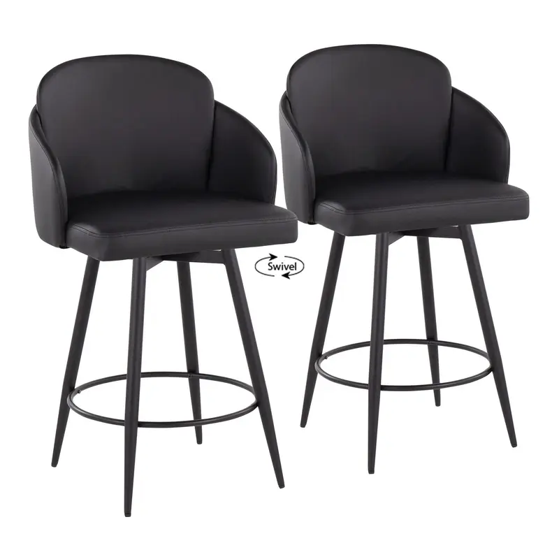 Dahlia 26" Fixed-Height Counter Stool - Set of 2 Black By LumiSource - B26-DAHLIAPU-55ZQ2 BKBK2
