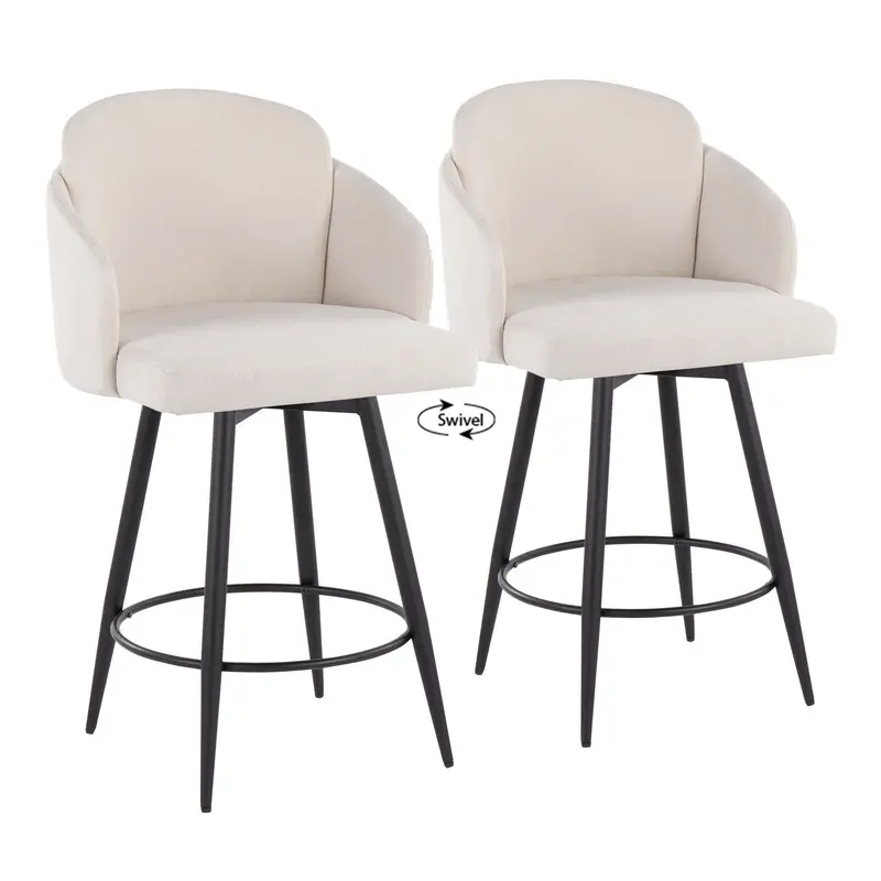 Dahlia 26" Fixed-Height Counter Stool - Set of 2 Cream By LumiSource