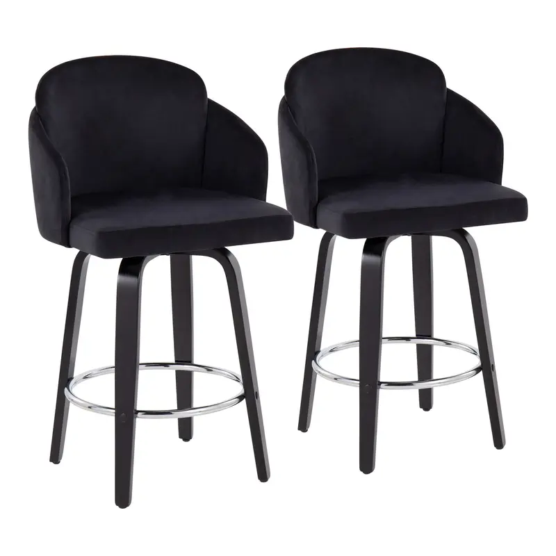Dahlia Counter Stool - Set of 2 Black By LumiSource - B26-DAHLIA-R2 BKVBK2