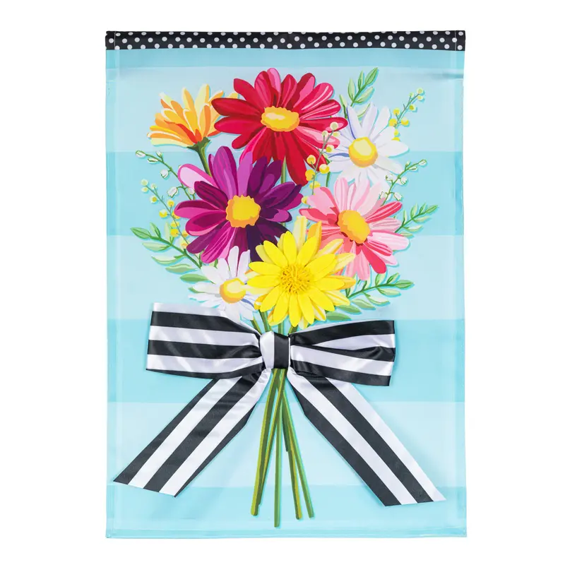 Daisy Bow Bouquet Applique House Flag