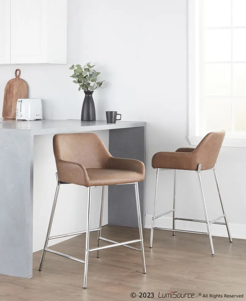 Daniella 24" Fixed-Height Counter Stool - Set of 2 By LumiSource - B24-DNLAPU2 CHRE2