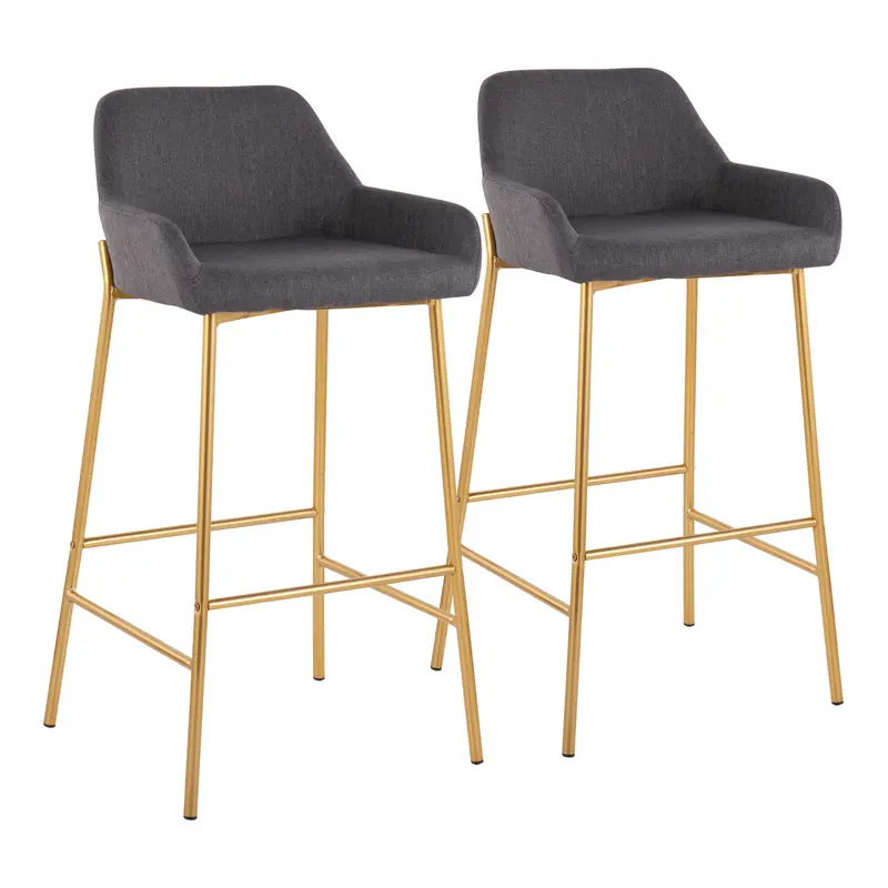 Daniella Fixed-Height Bar Stool - Set of 2 Gray By LumiSource - B30-DNLA2 AUCHAR2
