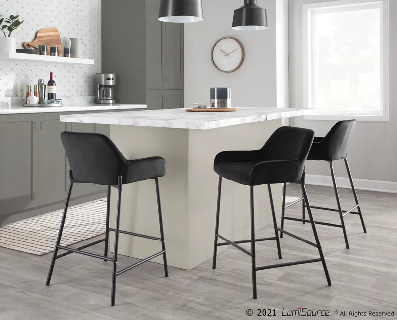 Daniella Fixed-Height Counter Stool - Set of 2 Black By LumiSource - B24-DNLA2 BKVBK2