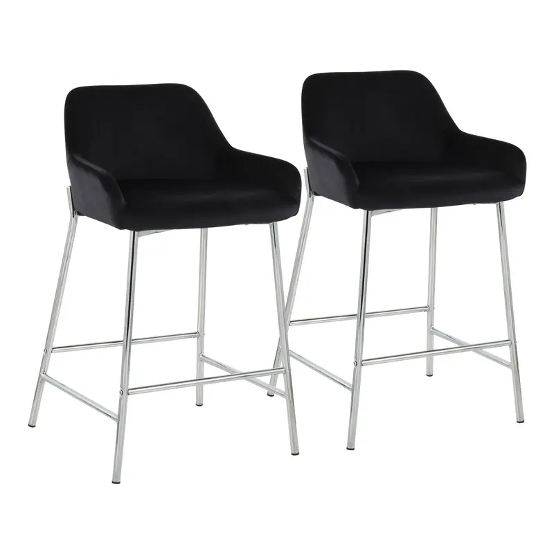 Daniella Fixed-Height Counter Stool - Set of 2 Black By LumiSource - B24-DNLA2 CHRMVBK2