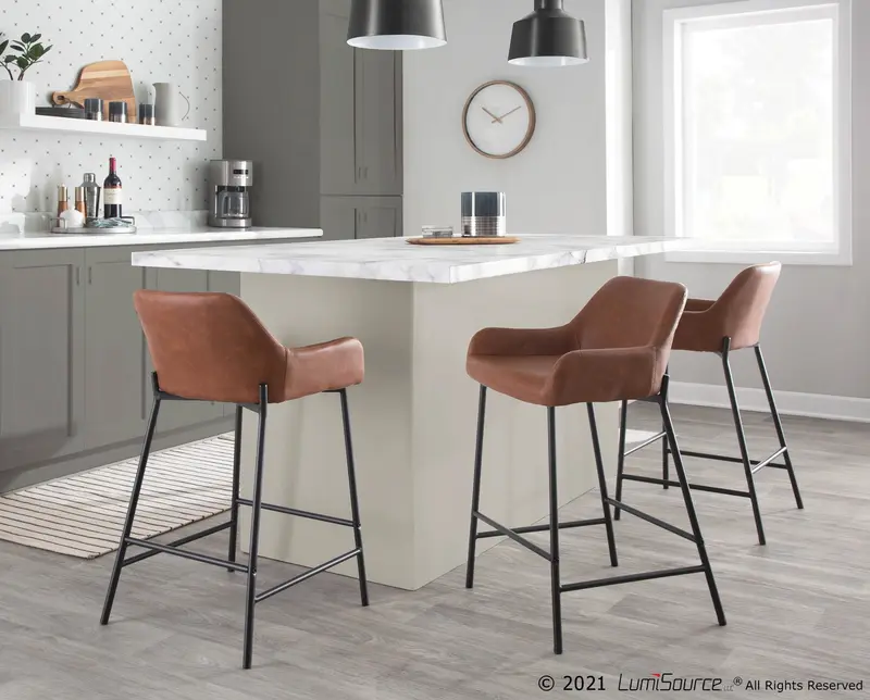 Daniella Fixed-Height Counter Stool - Set of 2 Cream By LumiSource - B24-DNLA2 BKPUCAM2