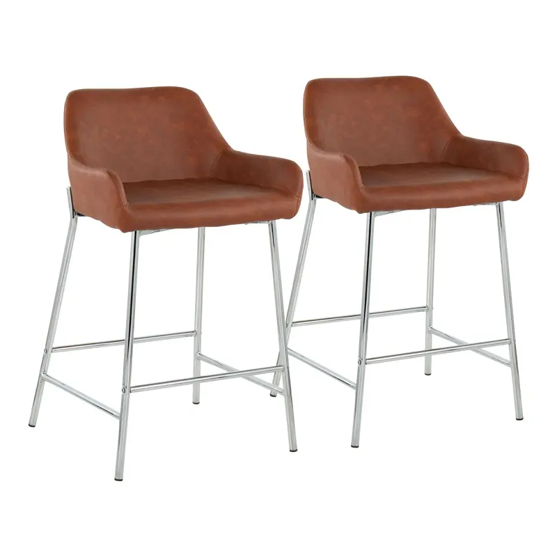 Daniella Fixed-Height Counter Stool - Set of 2 Cream By LumiSource - B24-DNLA2 CHRMPUCAM2