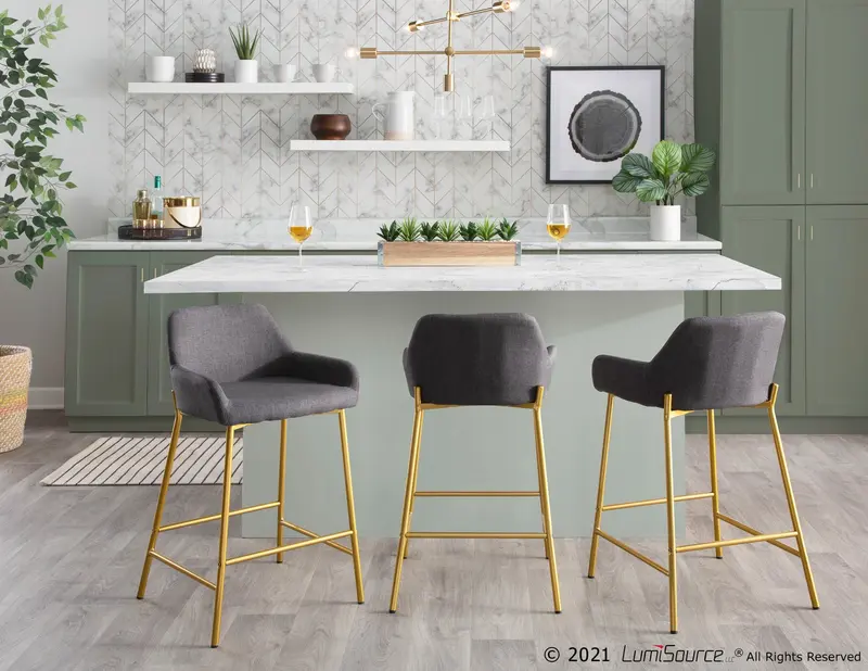 Daniella Fixed-Height Counter Stool - Set of 2 Gray By LumiSource - B24-DNLA2 AUCHAR2