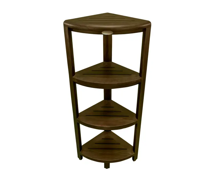 Dark Brown 38" Curvilinear Corner Four Tier Shower Shelf By Homeroots