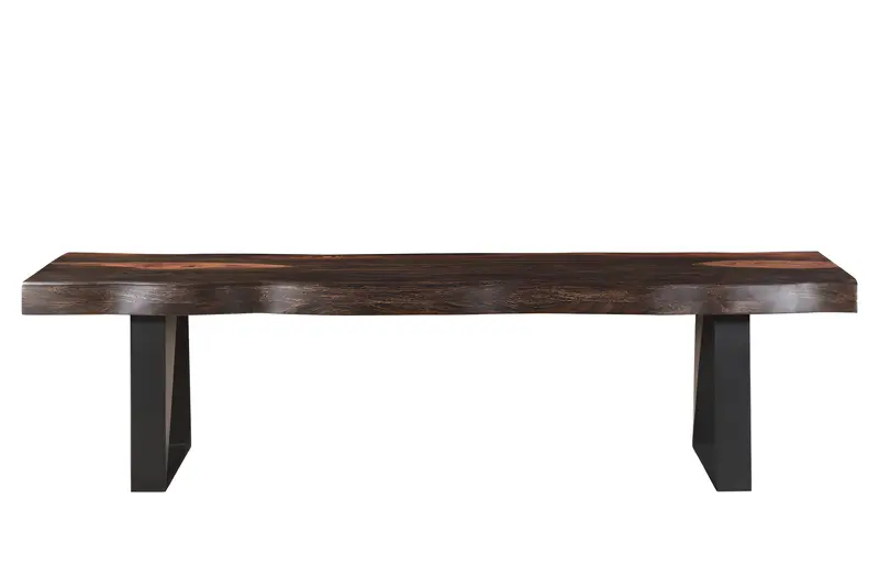 Dark Brown and Black Distressed Solid Wood Dining Bench By Homeroots