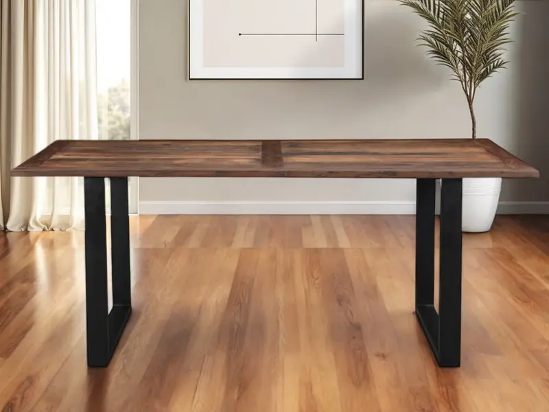 Dark Brown And Black Solid Wood Sled Base Dining Table By Homeroots