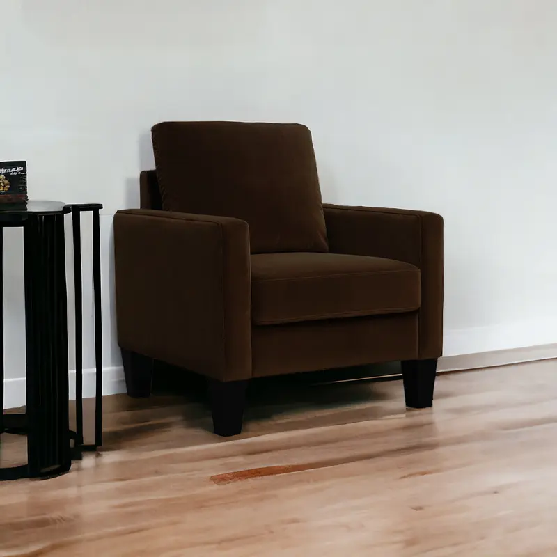Dark Brown and Black Upholstered Arm Chair By Homeroots