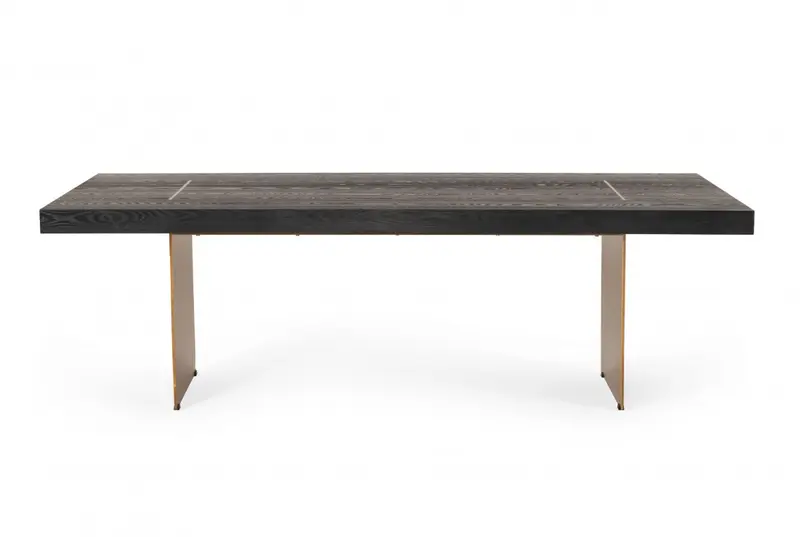 Dark Brown And Brass Metal Sled Base Dining Table By Homeroots