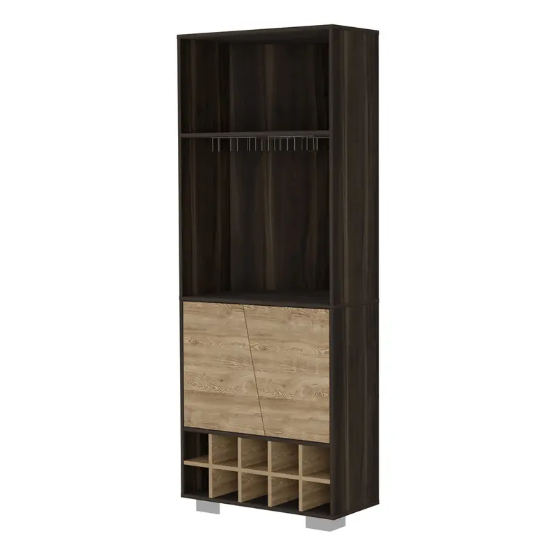 Dark Brown Corner Bar Cabinet With Multiple Shelves By Homeroots