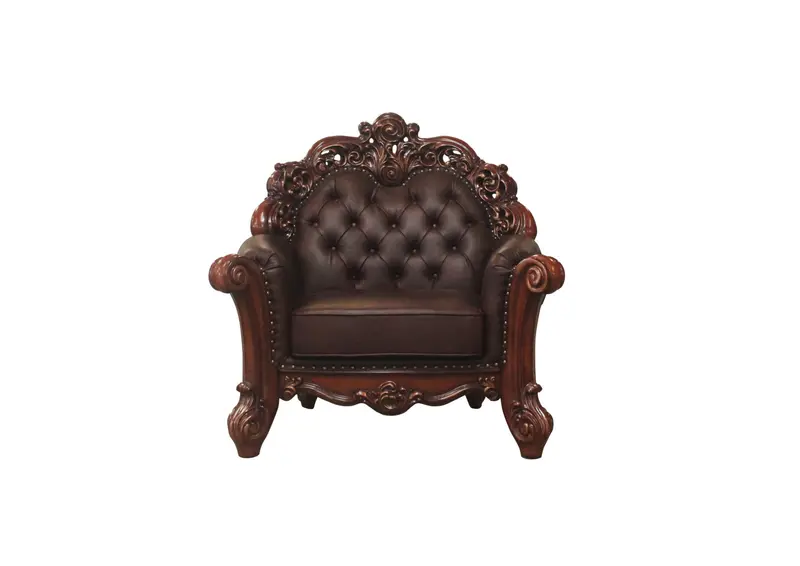Dark Brown Faux Leather Tufted Chesterfield Chair And Toss Pillow By Homeroots