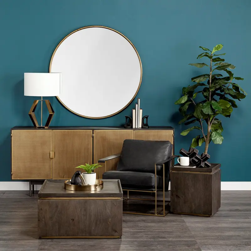 Dark Brown Mango Wood Finish Sideboard With 4 Cabinet Doors By Homeroots