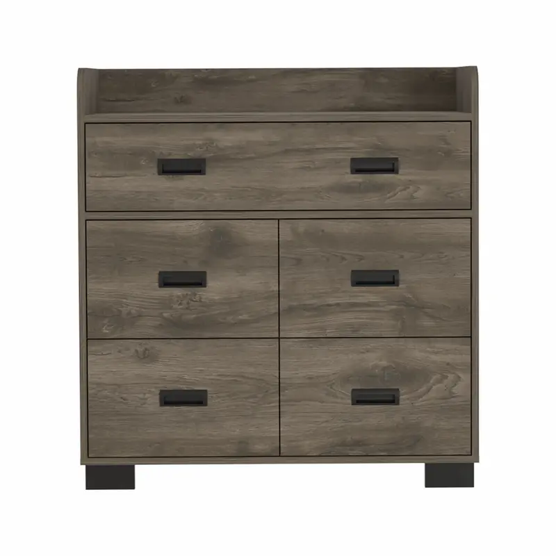 Dark Brown Manufactured Wood Five Drawer Dresser By Homeroots