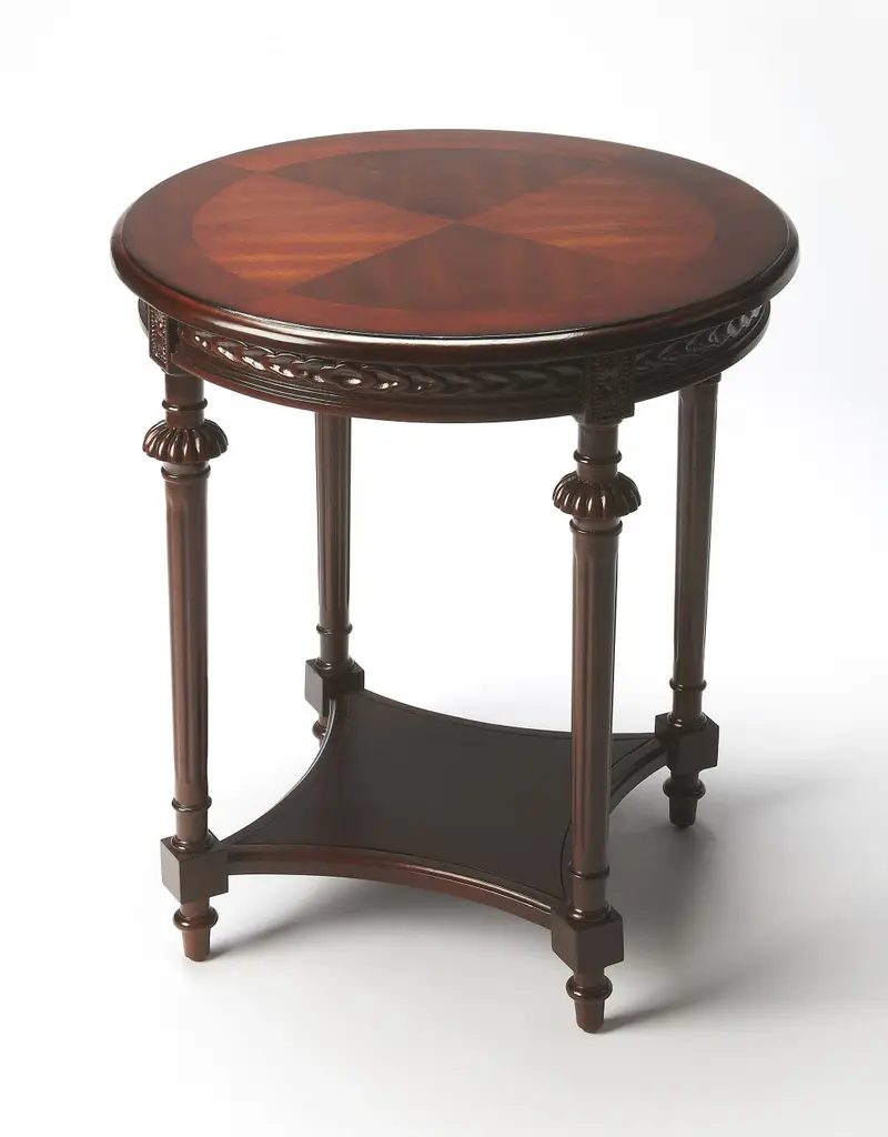 Dark Brown Manufactured Wood Round End Table With Shelf By Homeroots