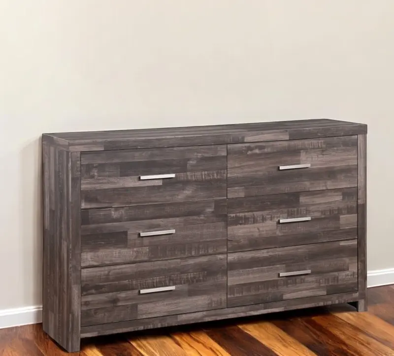 Dark Brown Solid and Manufactured Wood Six Drawer Double Dresser By Homeroots