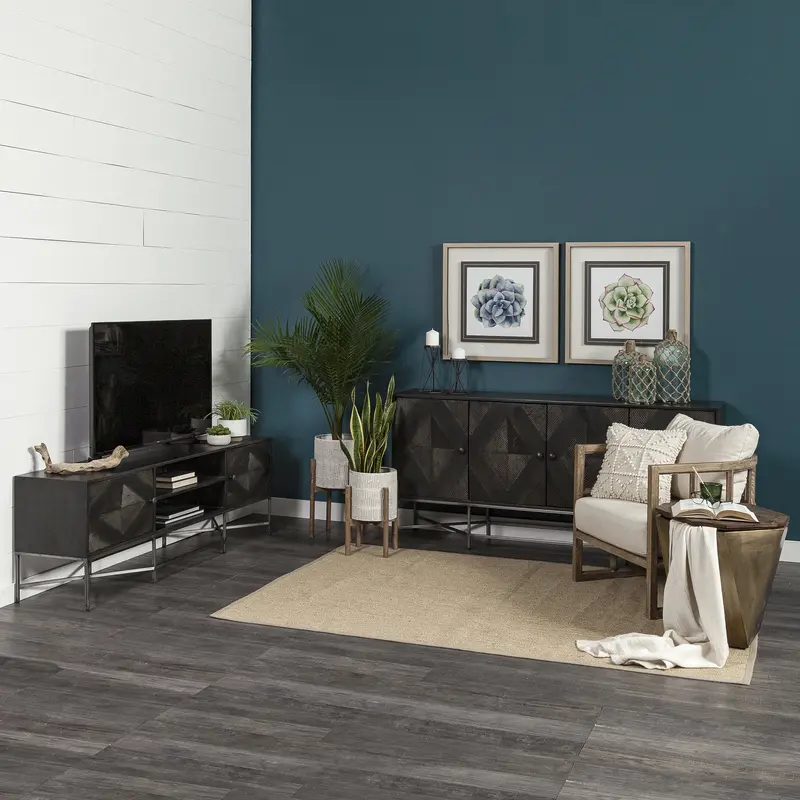 Dark Brown Solid Mango Wood Finish Sideboard With 4 Cabinet Doors By Homeroots - 380241