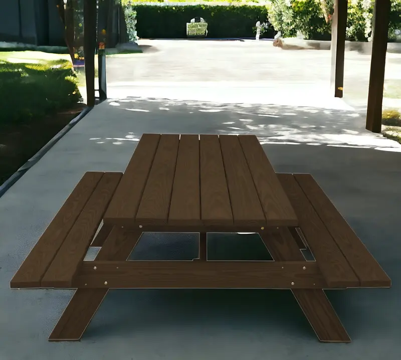 Dark Brown Solid Wood Outdoor Picnic Table By Homeroots