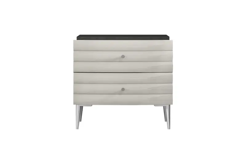Dark Gray And Ivory Light Gray Two Drawer Nightstand By Homeroots