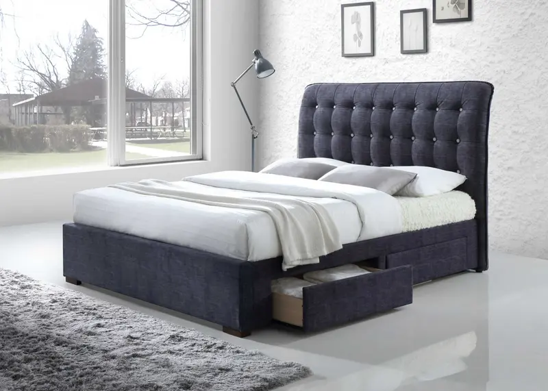 Dark Gray Fabric King Bed With Storage By Homeroots