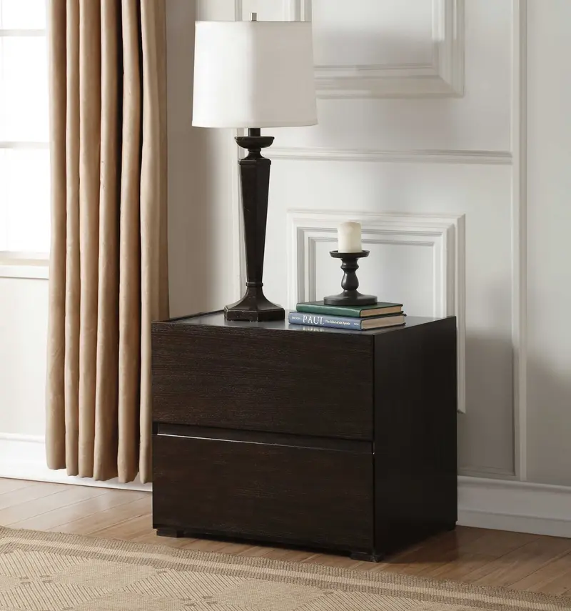 Dark Grey And Light Epresso Mdf Nightstand By Homeroots