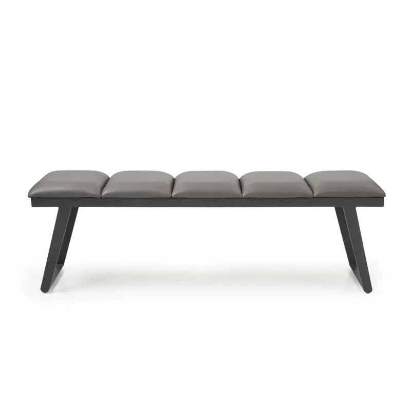 Dark Grey Faux Leather Bench By Homeroots