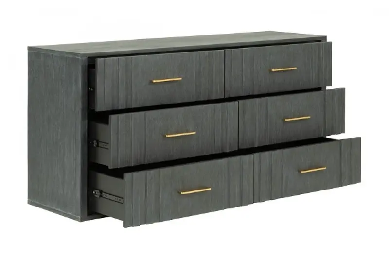 Dark Grey Solid And Manufactured Wood Six Drawer Dresser By Homeroots