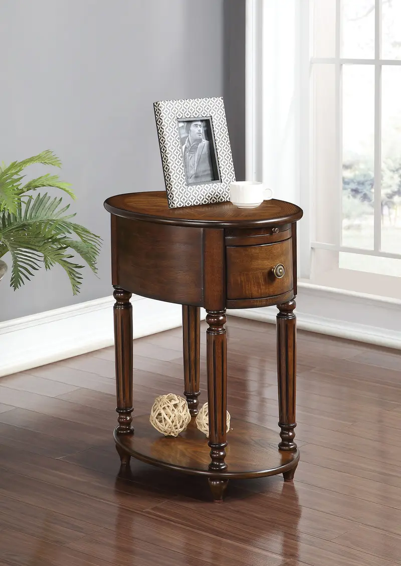 Dark Oak Finish Oval Side or End Table By Homeroots