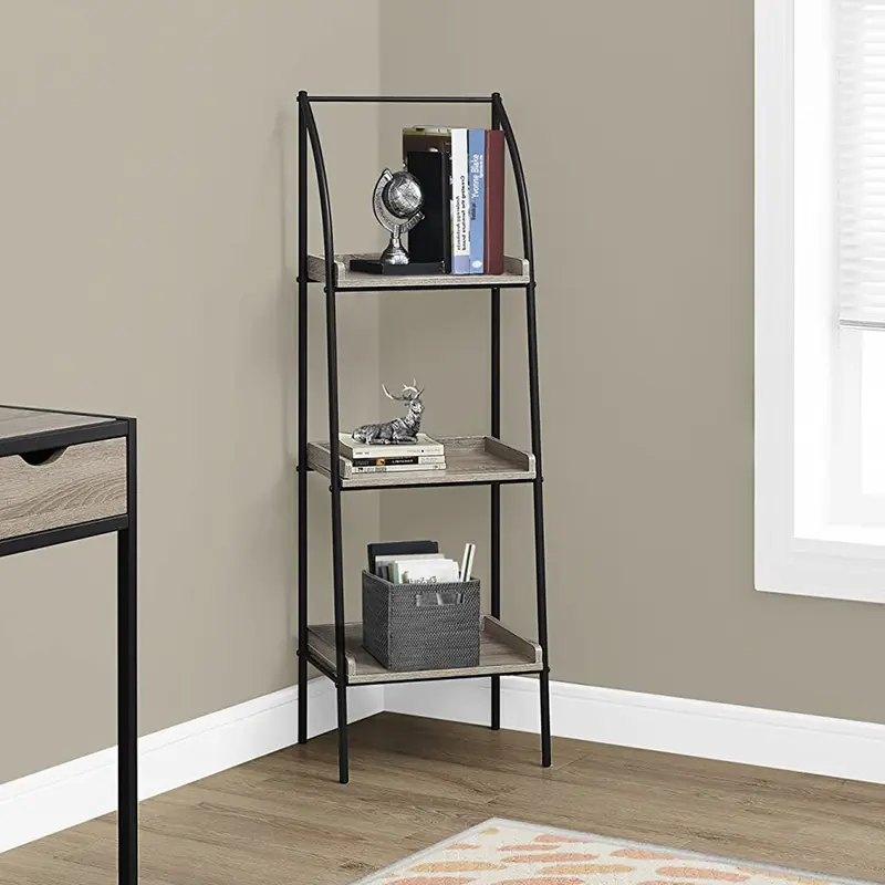 Dark Taupe Black Mdf Metal Bookshelf By Homeroots